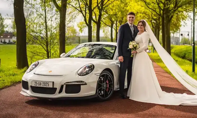 Porsche trouwauto gepersonaliseerde kentekenplaat